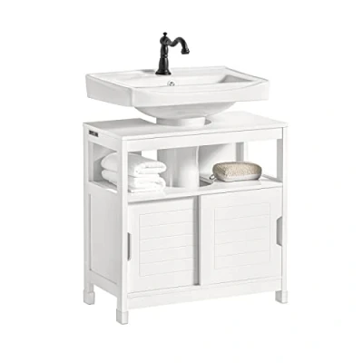 Imagen de SoBuy Mueble para Debajo del Lavabo Armario de Baño Suelo 1 Estante y 2 Puertas Correderas Gris 60 x 30 cm FRG128 II SG ES