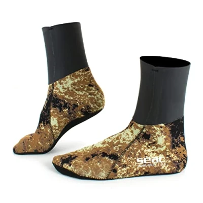 Imagen de SEAC Seal Skin Calcetines térmicos para Apnea y Pesca subacuática de Neopreno Camuflaje 3 mm, Unisex Adulto, Camo Marron, L
