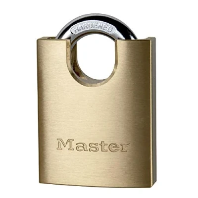Imagen de Master Lock 2250EURD Candado de Llave con Cuerpo Latón Macizo y Arco Cubierto, Dorado, 50 mm