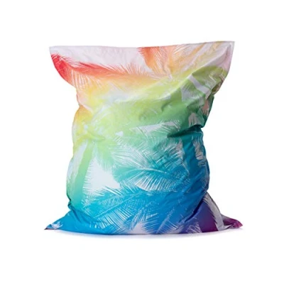 Imagen de Lumaland Puff Pera Gigante Bean Bag XXL para Interior &amp; Exterior con Funda Lavable 140cm x 180cm Bolsa de Frijoles rellenable Incl. 380 litros Perlas EPS [Tropical]
