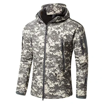 Imagen de Bebling Chaqueta táctica Militar Softshell para Hombre con Capucha, Forro Polar ACU, X Large