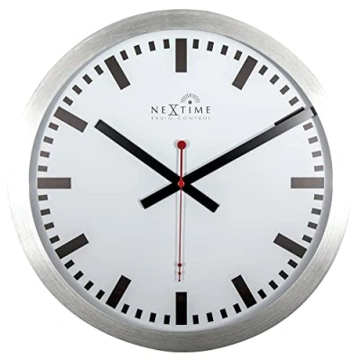 Imagen de NeXtime Reloj de pared Estación trenes &quot;STATION RCC&quot;, muy silencioso, radiocontrolado, blanco, redondo, ø 35 cm