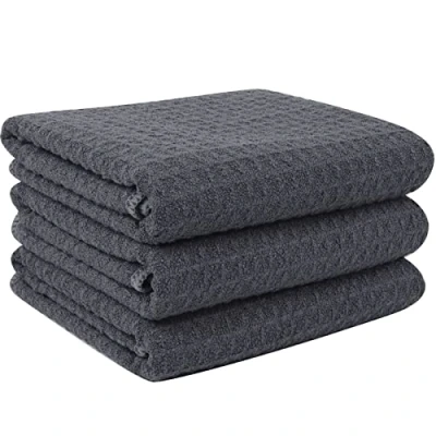 Imagen de VIVOTE Toallas de Cocina,Paños Cocina Microfibra,Toallas Plato súper Suaves y absorbentes, té Barra,Trapo Cocin, Paquete 3,Gris，40 x 56CM