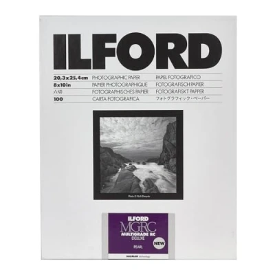 Imagen de Ilford Multigrade V RC Deluxe Pearl Surface Papel fotográfico blanco y negro, 190 g/m², 8 x 10, 100 hojas
