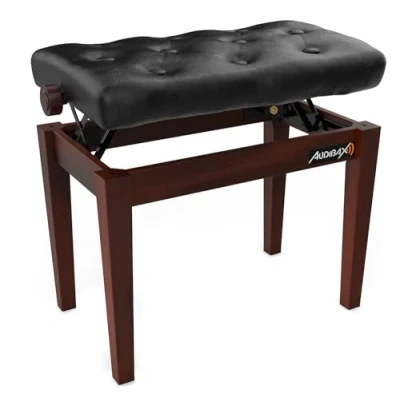 Imagen de Audibax KB500RW Banqueta para Piano o Teclado Banco Plegable de Gran Resistencia Ajustable en Altura 47 a 55,5 cm Taburete Acolchado Fabricado Madera