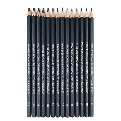 Imagen de MALAYAS Juego de Lápices dibujo 14 12B 10B 8B 7B 6B 5B 4B 3B 2B B HB 2H 4H 6H grafito para niños adultos artistas estudiantes principiantes profesionales