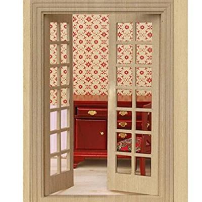 Imagen de WINOMO 01:12 Casa de muñecas en miniatura (puerta exterior madera, 28 paneles)