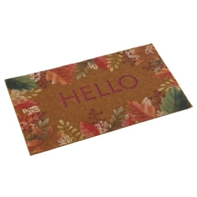 Imagen de Versa Felpudo Hello Floral Termoplástico Fibra de Coco 40 x 2 70 cm