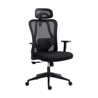 Imagen de Vinsetto Silla de Oficina Giratoria con Reposabrazos 2D Escritorio Regulable en Altura Reposacabezas Soporte Lumbar y Respaldo Alto Malla Transpirable 67x64x117 127 cm Negro
