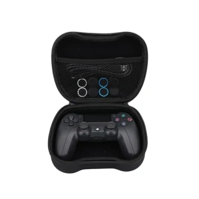 Imagen de NK Pack mando PS4 / PS3 PC/Móvil Inalámbrico Wireless Controller, Dualshock, 6 ejes, Panel Táctil, Entrada Auriculares, Cable de Carga, 8 x Joystick Grips, Funda para Negro