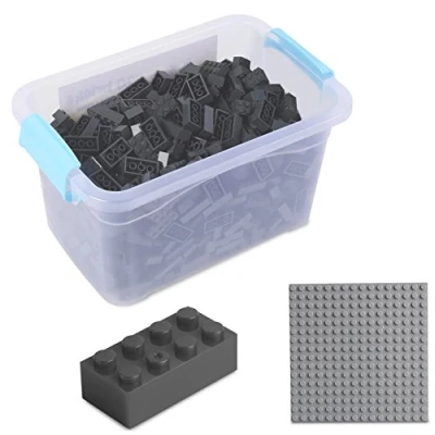 Imagen de Bloques de construcción 520 Piezas, compatibles con Todos los demás Fabricantes Incluyendo la Caja y Placa Base, Gris