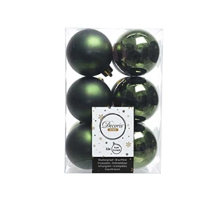 Imagen de 12 bolas de navidad Verde Pino 6 cm árbol decoración