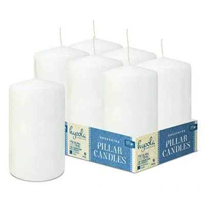 Imagen de Hyoola Velas Pilar Color Blanco Grandes Sin Aroma Paquete de 6 Decorativas Hechas en Europa 7,5 x 12,5 cm