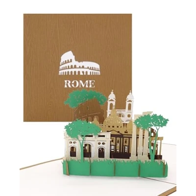 Imagen de tarjeta 3D Pop Up &quot;Roma Panorama&quot; como recuerdo, cupón, de invitación, cumpleaños, invitación y cupón viaje