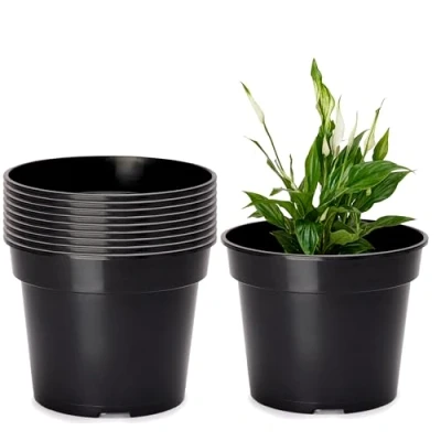 Imagen de Garronda Macetas de Producción Redondas para Plántulas Flores y Plantas GD 0025 (10 Piezas Negro, ⌀ 19 cm H 15 cm)