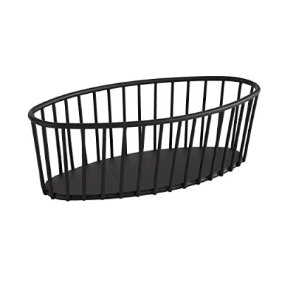 Imagen de cesta de malla metálica redonda APS &quot;Urban&quot;, resistente, (L x A A) 21 10 7 cm, panera, frutas, verduras, apilable, apta para el lavavajillas, Negro