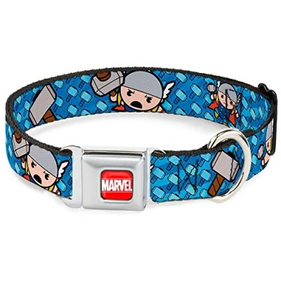 Imagen de Buckle Down 9 15 &quot;Marvel Universo Carcasa Monogram Blues Poses/Martillo de Thor Collar Perro