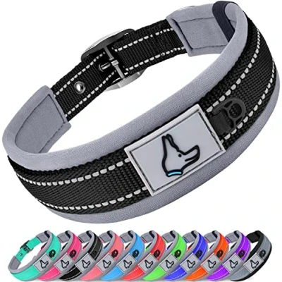 Imagen de Joytale Collar Perro, Resistente Perro Grande, Reflectante Ajustable Perros de Acolchado Neopreno Nylon, Negro, XL