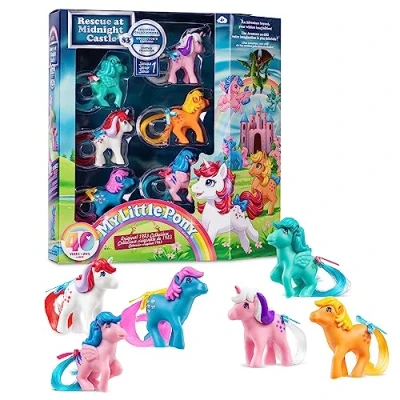 Imagen de My Little pony Paquete de coleccionista figuras 40 aniversario, diversión básica, 35338, 6 personajes clásicos en diseños retro originales, juego regalo juguete, juguetes