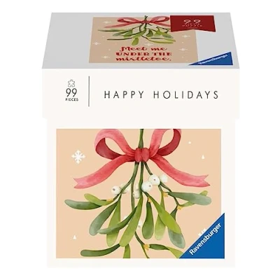 Imagen de Ravensburger Puzle Happy Holidays Puzzle (99 Piezas), diseño con Texto Meet me Under The Mistletoe, Color Blanco (17358)