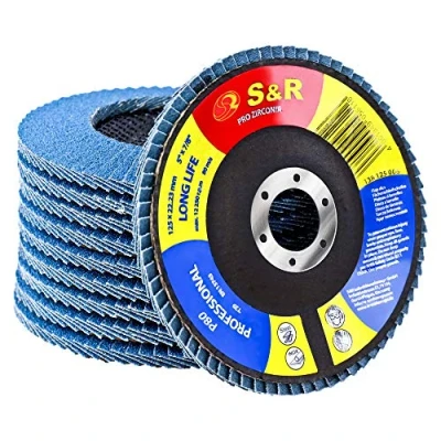 Imagen de S&amp;R Discos de Láminas Abrasivos Amoladora 125mm Grano 80. Lija Metal, Acero Inox, Madera