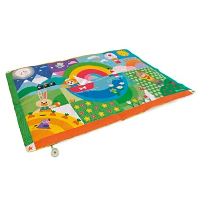 Imagen de Clementoni Play Mat Baby Friends, tapete Tiempo de Barriga, compañero Juego 0 Meses, Primeros años, bebés, Regalo Juguetes Suaves para recién Nacidos, 100% Lavable, Multicolor, Large (17802)