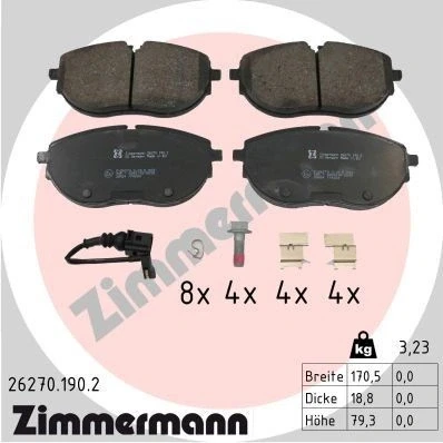 Imagen de ZIMMERMANN 26270.190.2 Juego de pastillas freno VOLKSWAGEN: Transporter 6, 6 Bus, Multivan