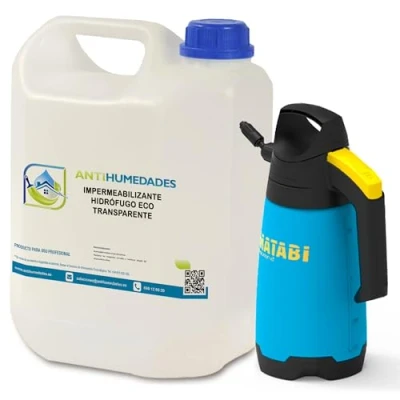 Imagen de Impermeabilizante Hidrofugante Invisible ECO (5L+Pulverizador) Repelente de agua y manchas, protege fachadas, tejados, ladrillo, hormigón...