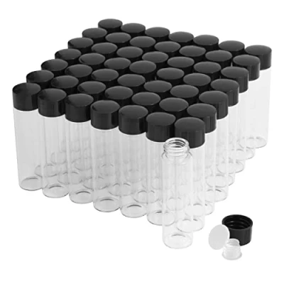 Imagen de Transparente Viales de Vidrio 20 ml con Tapones Rosca y Tapas Interiores plástico, Vial Muestra Líquido Pequeño, a Prueba Fugas, 50 Unidades