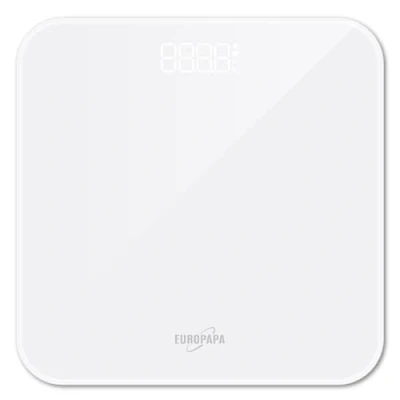 Imagen de EUROPAPA® báscula de baño con indicador LED transparente y step on, 180 kg/400 LB, digital para personas Peso IMC, color blanco