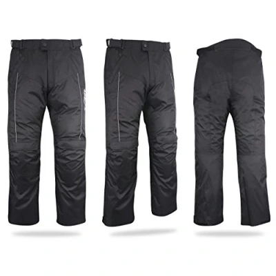 Imagen de Pantalones de tela para motorista, resistentes al agua y viento con protectores, Economy Schwarz, 54 Kurz / Weite 38&quot; Länge 30&quot; (2XL)