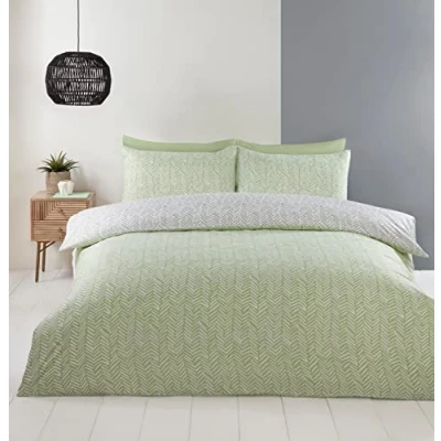 Imagen de Rapport Home Helston Juego de Funda edredón con Almohada Individual, Color Verde