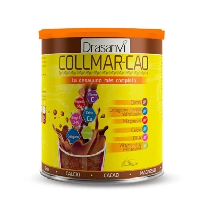 Imagen de DRASANVI COLLMAR CAO Colageno Marino Hidrolizado Proteínas Vitaminas + Magnesio Calcio Zinc Tu desayuno más completo 300 g
