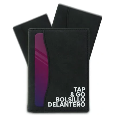 Imagen de AKIELO Cartera de Hombre Plegable con Bloqueo RFID, Lengüeta Extractora y Caja Regalo Elegante para Tarjetero “Tap N Go (Oscar Edición Negra)