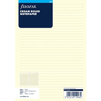 Imagen de Filofax Recambio de hojas para archivador (tamaño A5, a rayas), color crema