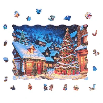 Imagen de Milliwood Rompecabezas navideño Serie Navidad navideños para Toda la Familia mágicos de Madera Pueblo 200 Elementos