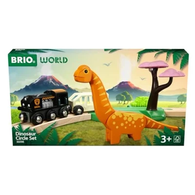 Imagen de BRIO Set Circular Jurásico, Juguete Madera, Dinosaurios, Circuitos, Juguetes niños 3 años, Compatible con Otros Sets, de construcción 12 Piezas
