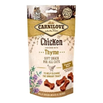 Imagen de Carnilove Semi Moist Chicken enriquecido con tomillo 50 g Snack blando para gatos Puede contribuir a la limpieza de las vías urinarias Sin patatas ni cereales