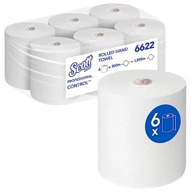 Imagen de Scott Control Rollo de papel manos 6622 desechable 6 rollos x 300 m Toallas secamanos en blanco (1800 total)