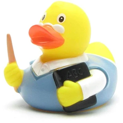 Imagen de Duckshop Pato de baño para profesores, patito chirriante escolar L: 8 cm, regalo profesores
