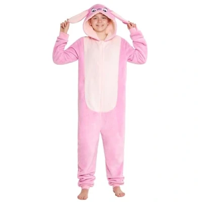 Imagen de Disney Pijama de Una Pieza para Niñas Entero Niña Polar Invierno Mono Stitch Minnie Jack Skellington (Rosa Ángel, 14 15 Años)