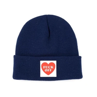 Imagen de Fisura Gorro Invierno Unisex “F*CK Off. Hombre Azul. de Mujer con Mensaje. acrílico. Original para Regalo.