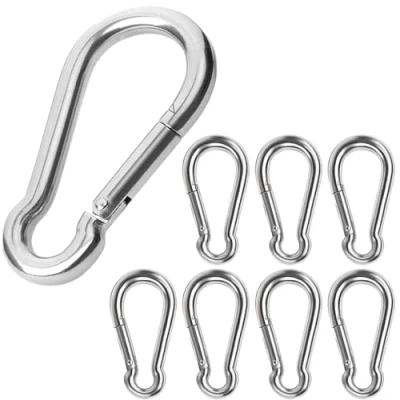 Imagen de Pubiao 8 Piezas Mosquetón Heavy Duty 304 Acero Inoxidable M6 de Gancho Clip Resorte Giratorio para Senderismo al Aire Libre Camping Pesca (no Escalar)