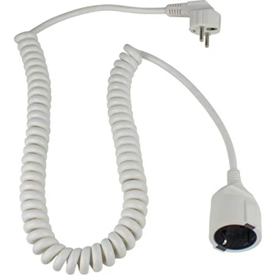 Imagen de as Schwabe cable espiral de contacto protección hasta 4 m con enchufe y acoplamiento protección, 230V, 16A extensión, IP20, blanco