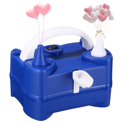 Imagen de Yulado Inflador de Globos Aire Eléctrico, Bomba Globo Eléctrica 400W, Modo Automático y Semiautomático, portátil Doble Boquilla para Decoración Fiestas Cumpleaños Bodas Festivales.
