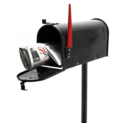 Imagen de Buzón correo US Mail diseño americano negro pie apoyo soporte pedestal cartas vintage retro metal