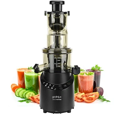 Imagen de Gridinlux Licuadora Prensado en Frio Extractor de Zumos y Jugos con Función Inversa Exprimidor Verduras Frutas 8 Programas Motor Silencioso Accesorios Recetario