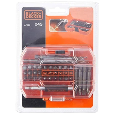 Imagen de BLACK+DECKER A7234 XJ Juego de 45 Piezas para Taladrar y Atornillar en Tough Case pequeño, Naranja
