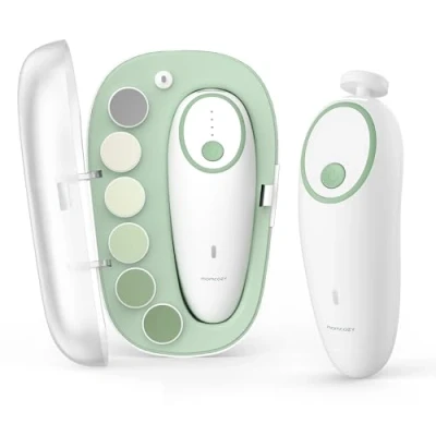 Imagen de Momcozy Lima de Uñas Eléctrica para Bebés, Cortauñas Eléctrico Suave Bebés Recargable, 7 Cabezales Pulido Repuesto