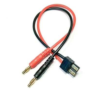 Imagen de VUNIVERSUM 1 cable de carga batería polímero litio premium con 2 pines TRX Traxxas, conector dorado macho a 4 mm, clavija banana 30 cm, 14 AWG, 1,5 mm², construcción maquetas